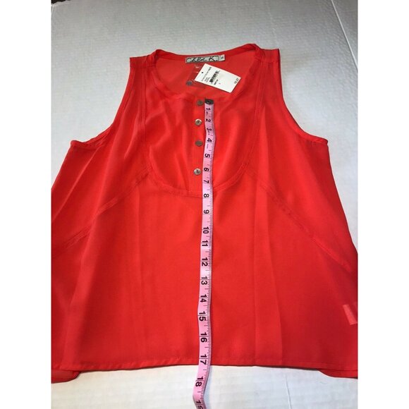 Chloe K Women's Size Small Blouse Sleeveless Sheer Button Front Coral New - Picture 10 of 12